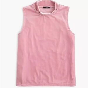 J Crew Light Pink Velvet mockneck sleeveless blouse Small